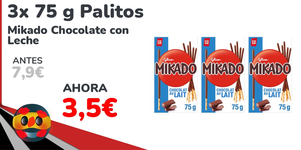 michollo's tweet image. 🍫🔥 ¡MIKADO en pack 3x75g! 🔥 Palitos crujientes con chocolate con leche… ¡imposible comer solo uno! 😱 ⚠️ ¡Chollazo dulce! 👇

▶️ michollo.to/vrjn0

#Chollos #Snacks #Chocolate #Ofertas #Ahorro