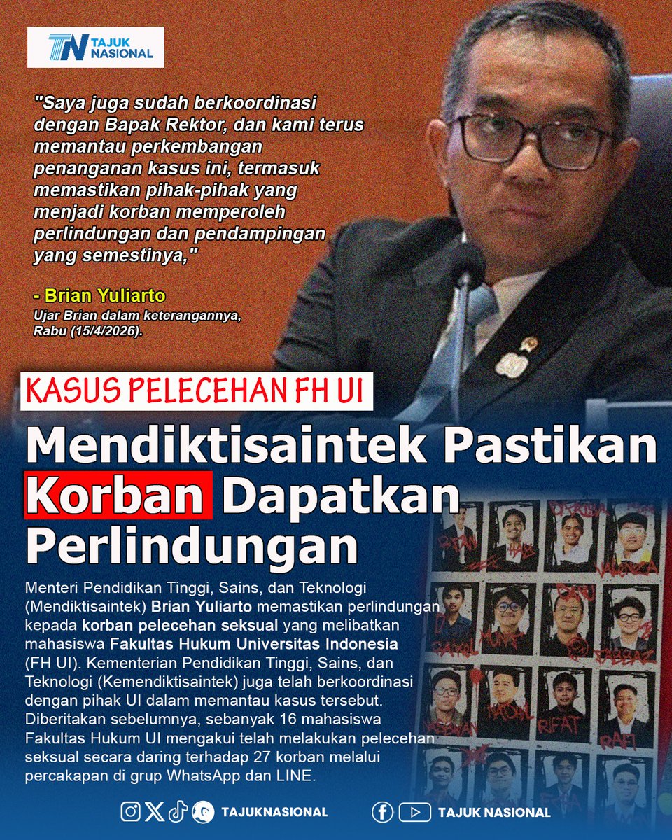 Kasus pelecehan FH UI, Mendiktisaintek pastikan korban dapatkan perlindungan.

Follow here:
Linktr.ee/tajuknasional

Join Channel WhatsApp kami:
bit.ly/TajukNasional

#viral #pelecehan #universitasindonesia