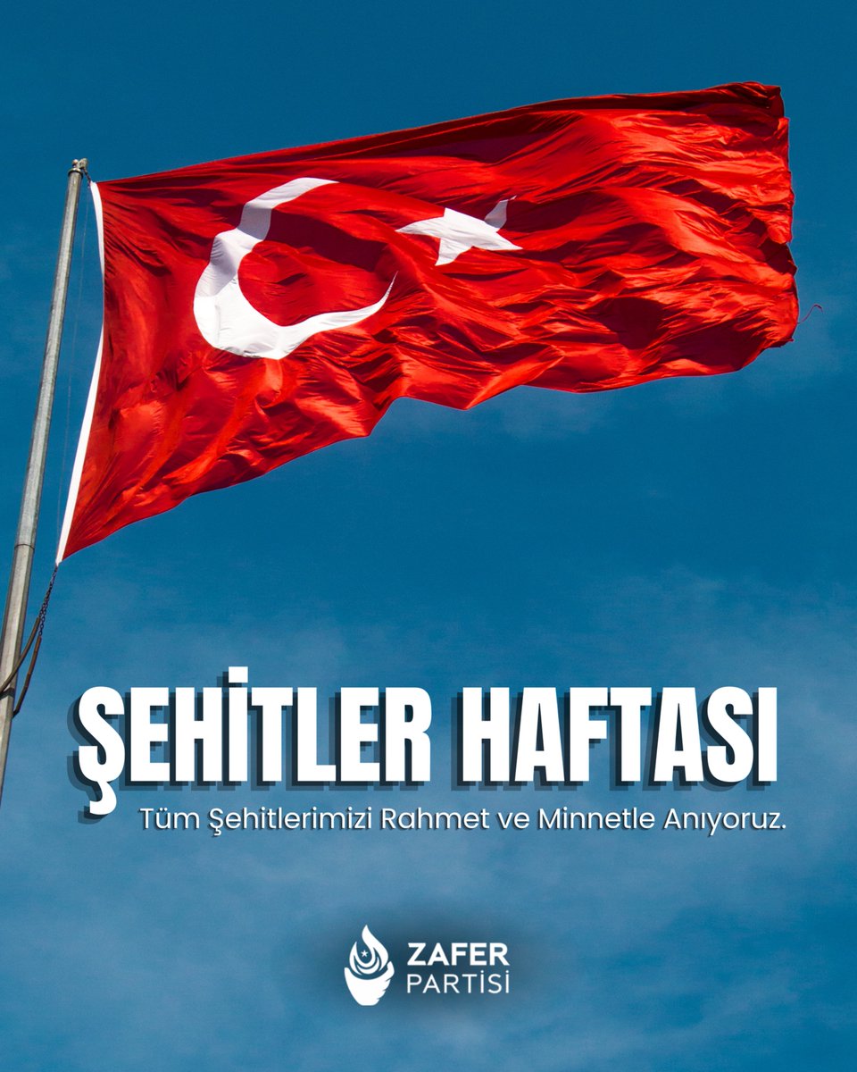Şehitler Haftası vesilesiyle, vatanımızın bölünmez bütünlüğü, şanlı al bayrağımızın ebediyen dalgalanması ve Türk milletinin bağımsızlığı uğruna gözlerini kırpmadan canlarını feda eden aziz şehitlerimizi rahmet, minnet ve şükranla anıyoruz.