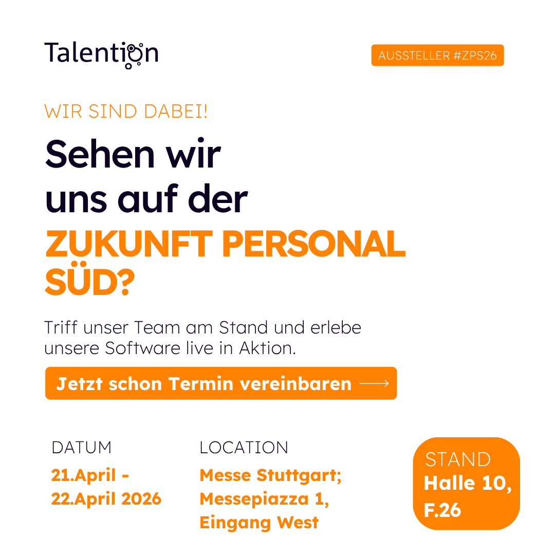 talention_de's tweet photo. Nächste Woche trefft ihr uns live in Stuttgart. Am 21. und 22. April sind wir mit dem Team auf der Zukunft Personal Süd und wir freuen uns auf zwei Tage voller Gespräche über das, was HR-Teams und Recruiting-Verantwortliche in Deutschland gerade bewegt. Halle 10, Stand F.26 https://t.co/CbsNZ948Bw