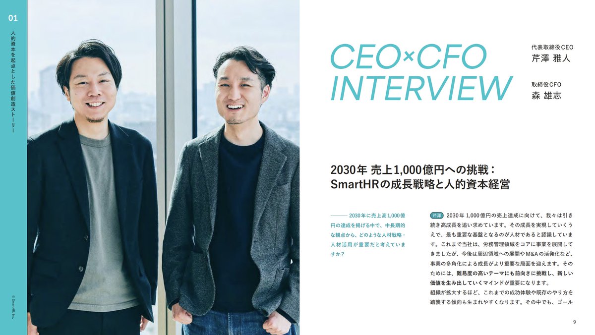 SmartHR_jp's tweet image. 📔SmartHR、『well-working story 2026』公開📢

2030年に売上1,000億円の達成を見据えた人的資本戦略と、社会課題解決を両立する取り組みや組織の現在地をインタビューとともにお届けしています。

未来のwell-workingに向けた一冊、ぜひご覧ください💁
 
▼全文はこちら
smarthr.co.jp/assets/pdf/wel…