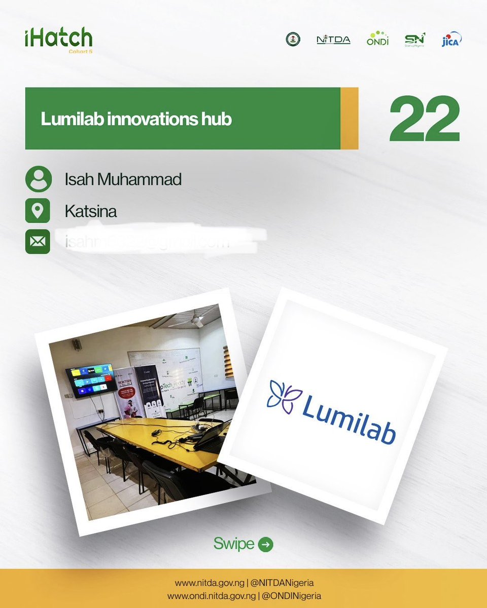 _lumilab's tweet image. We’re proud to announce that our hub has been selected among the 37 state hubs for iHatch Cohort 5.

We will serve as a local structure to support founders, coordinate activities, and strengthen the startup community within Katsina.

#iHatch #StartupEcosystem #Katsina #Innovation