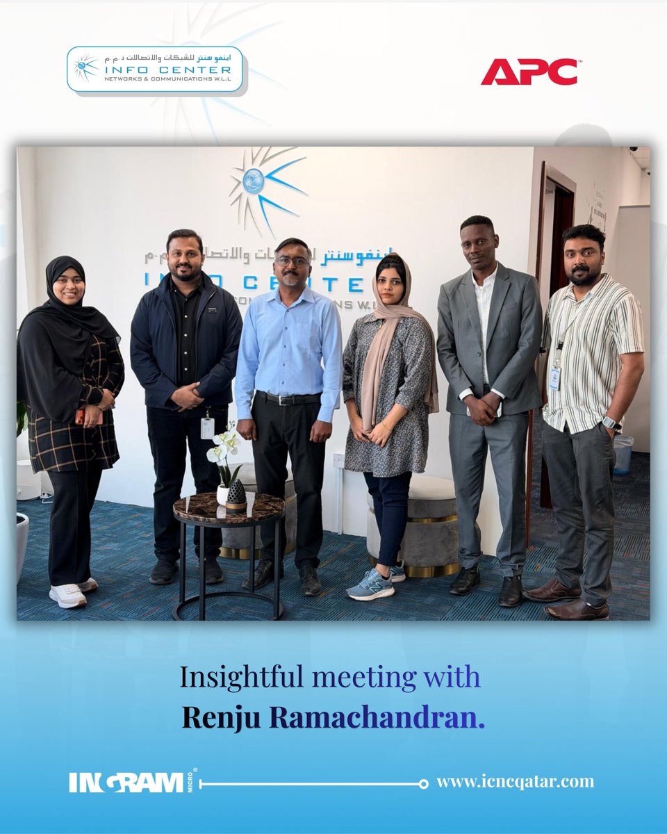infocenterqa's tweet image. A productive and insightful meeting 🤝
We had a great discussion with RENJU RAMACHANDRAN on strengthening our ongoing partnership around APC UPS solutions through @IngramMicroInc 
Looking forward to continued collaboration and shared success.
#Partnership #APC #UPS #IngramMicro