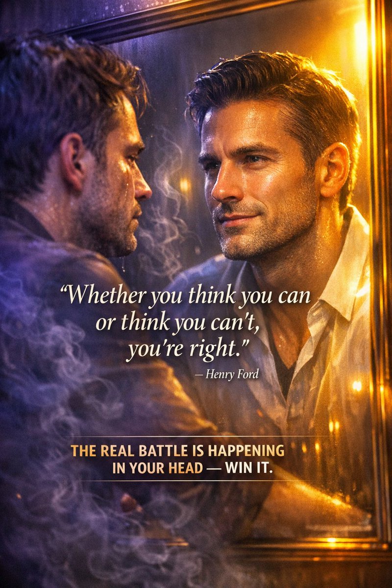AlexCeccos's tweet image. Your worst enemy looks exactly like you.

🪞 Same face. Same mirror. Different mindset.

"Whether you think you can or think you can't — you're right." — Henry Ford

The battle is IN your head. Win it. 🧠🏆
biolinkly.com/thrive-hub

#SuccessMindset #MindsetMatters #WinFromWithin