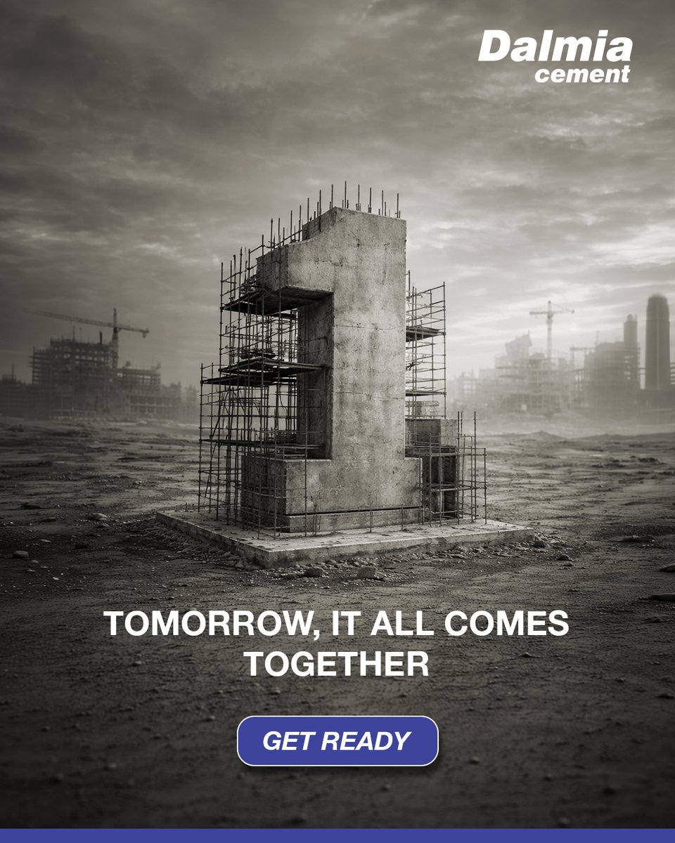 MyDalmiaCement's tweet photo. Everything leads to tomorrow.The same trusted strength, ready to take its next step.

Be ready.

#DalmiaCement #StayTuned #ComingSoon https://t.co/wcSM2mRdQb