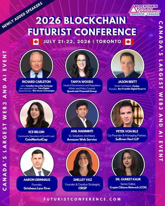 dronchain7's tweet photo. Excited to be speaking at the 2026 @Futurist_conf  in Toronto 🇨🇦

Join me July 21–22 at one of the biggest Web3 &amp; AI events 🚀 @CCNCitizens

🎟️ Use my code GUNEET25 for 25% off
👉 https://t.co/Si4d7lf7Xd

See you there! 💫 #Web3 #Blockchain #FuturistConference https://t.co/AxfDDrnIEt