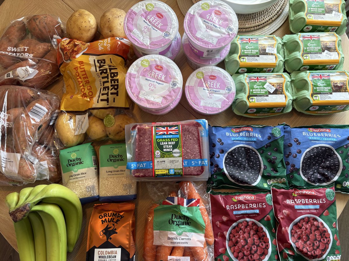 gymmaxxfit's tweet image. I do my shop for the whole week for around £85/$110. 

Some things not pictured such as honey, rice cakes and orange juice. 

I buy mostly organic/grass fed when I can so this could be done on much more of a budget. 

If your health is your TOP priority then this is not expensive