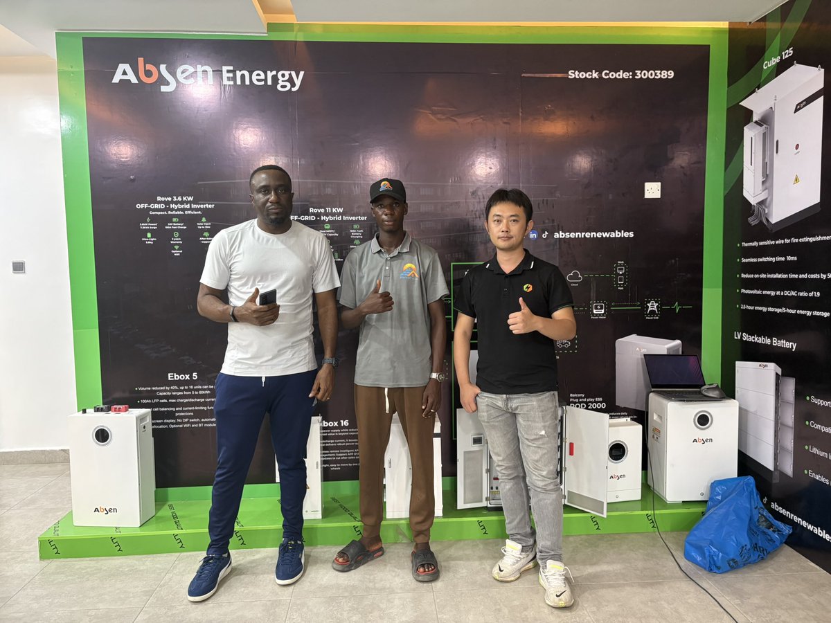 GbeleePaul's tweet photo. Absen Energy.

See I know I like itel and I like Cworth but what I saw yesterday is out of this world!

Absen Energy is not new cat!
Absen has been in China for a very long time.

They have stock on stock exchange!!!

Now let’s talk about their products

1. Inverter: their inverter is not just high class but extremely high quality!
Their inverter is one of the best in China and Europe, it’s competing with Deye not the likes of itel!
2. Their battery has 90% DoD! Not their C&I o I mean their residential battery has 8,000cycles!