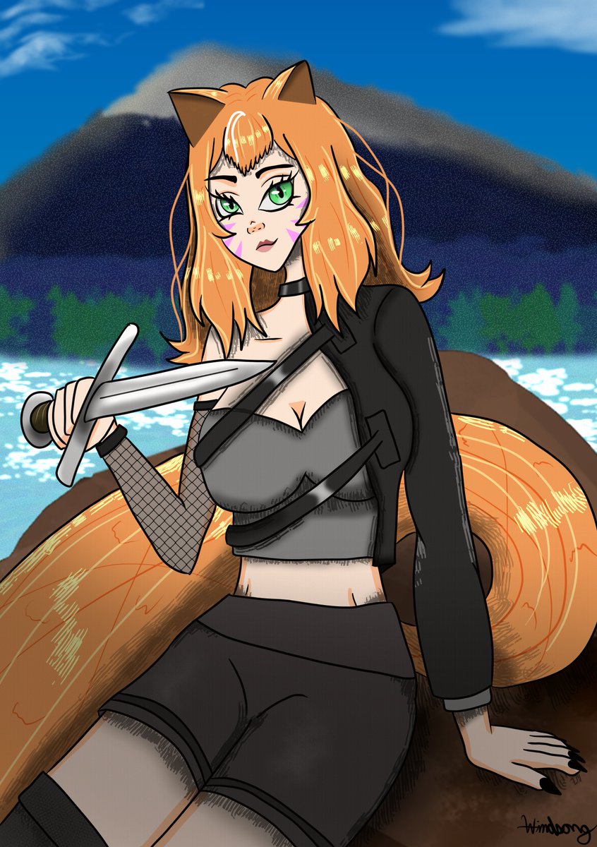 My new cat girl character, Harumi!
#art #catgirl #redhead