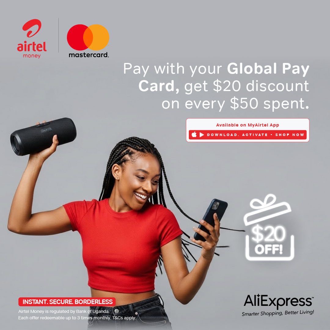 TweetsbyRex16's tweet image. Shopping + savings is the best combo 🛍️💸
Use your #AirtelMoneyGlobalPayCard on AliExpress and get instant discounts at checkout.
Card not active yet⁉️ You can switch it on in the #MyAirtelApp. Already copped anything good❓