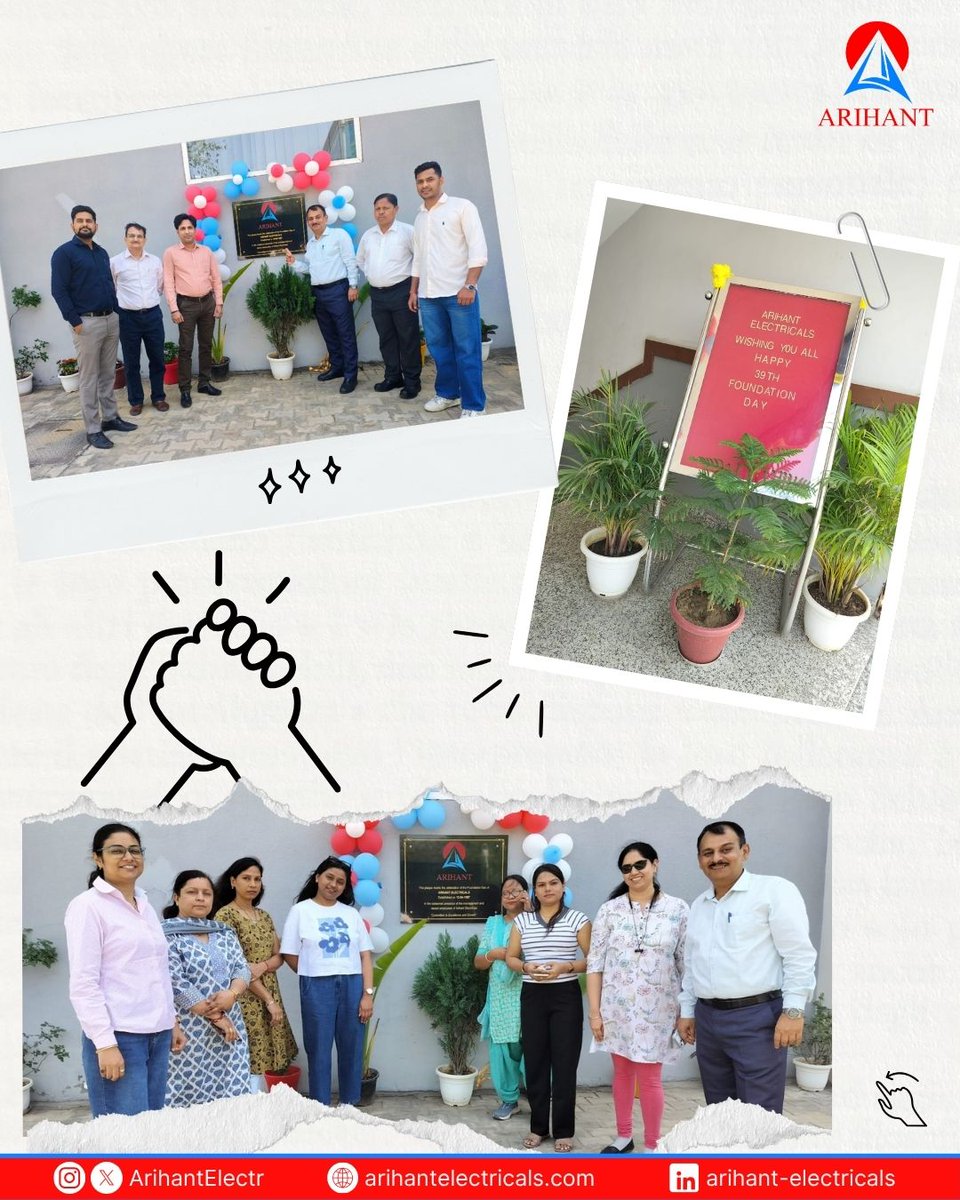 ArihantElectr's tweet image. Cheers to 39 years of togetherness, #growth, and celebration!

A day filled with #smiles, gratitude, and team spirit as we celebrate the foundation that made it all possible.
Here’s to many more milestones ahead! ✨

#ArihantElectricals #39YearsStrong #FoundationDayCelebration