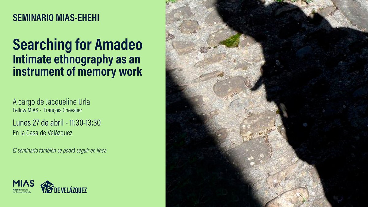 casadevelazquez's tweet image. 📣 El #lunes, seminario MIAS-EHEHI en la Casa de Velázquez

🧭 "Searching for Amadeo: intimate ethnography as an instrument of memory work" a cargo de Jacqueline Urla

🌐🖥️ También #online
casadevelazquez.org/es/que-pasa-en…