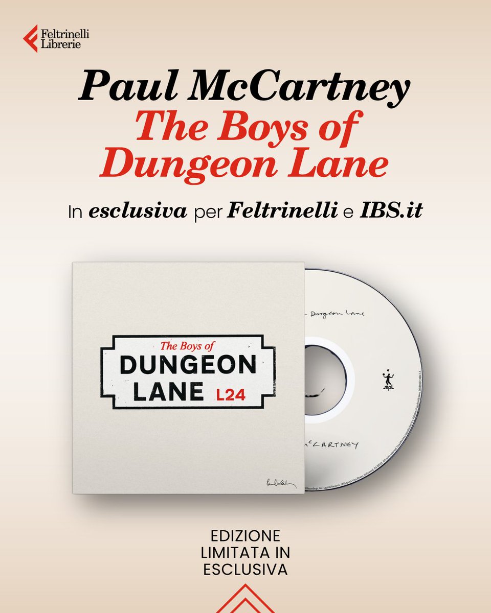 Feltrinelli_'s tweet photo. "The Boys of Dungeon Lane" (@UMusicItalia) di @PaulMcCartney è una raccolta intima tra ricordi e nuove canzoni ✨
In uscita dal 29/05, il CD con testi e copertina in rilievo è disponibile in preorder, in esclusiva su Feltrinelli e https://t.co/s6OakAdu6E: https://t.co/eS2Jwk0sc8 https://t.co/x3owALEvTD