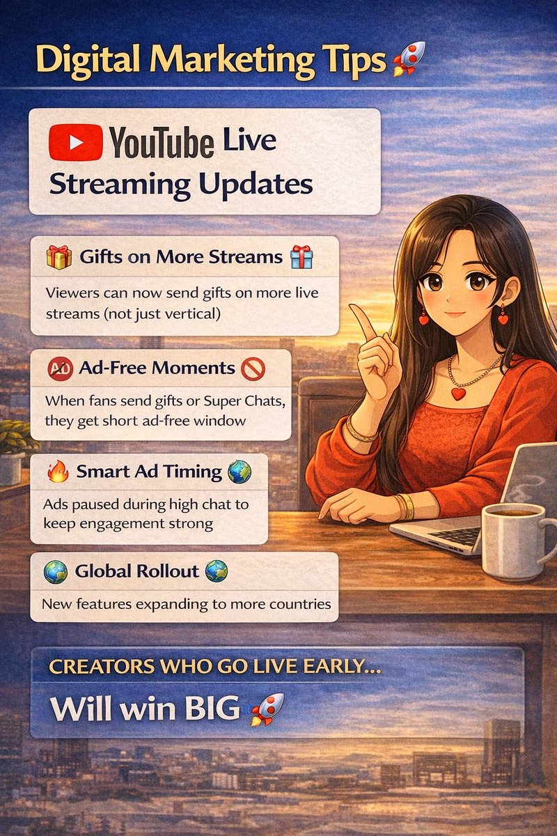 gouher_m's tweet photo. YouTube just made LIVE streaming more powerful 👀

#AISearch #SEO2026 #digitalmarketing #MarketingTrends2026 #AIRevolution #youtube https://t.co/4VH6b32Y4o