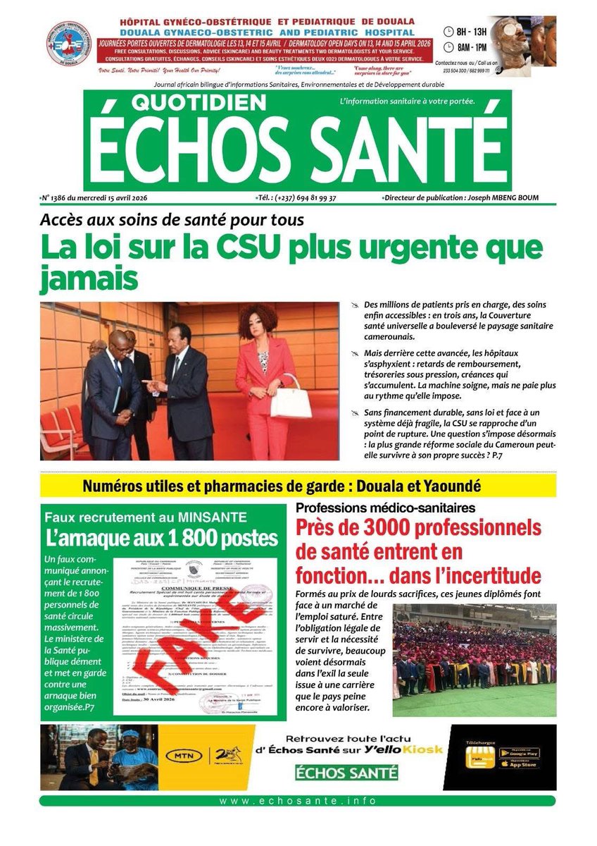 albertleanne's tweet photo. À L’ATTENTION DE MONSIEUR JOSEPH MBENG BOUM, Directeur de Publication du Journal @echosanteinfo 

Objet : Analyse critique sur le cadre législatif de la CSU au Cameroun

Monsieur @mbeng_boum,

Votre analyse de ce matin sur l’urgence d’une loi relative à la Couverture Santé Universelle (CSU) a retenu toute mon attention. Toutefois, l'affirmation selon laquelle la CSU existerait au Cameroun depuis trois ans soulève une interrogation de fond sur la rigueur de votre approche.

En tant qu'observateur des dynamiques de santé, je m'interroge : dans un État de droit, peut-on valablement décréter l'existence d'un système national alors que le cadre législatif qui doit en définir le financement, l’organisation et les prestations fait encore défaut ?

Il est impératif de ne pas confondre une phase d’extension des programmes existants , par nature expérimentale et limitée, avec une véritable institutionnalisation de la CSU. À titre d'analogie, le Président de la République pouvait-il nommer un Vice-Président avant même qu’une loi organique ne vienne créer et encadrer cette fonction ? La réponse est évidemment négative.

Présenter des initiatives éparses comme un système achevé nuit à la compréhension des enjeux réels. Le Cameroun mérite une expertise qui ne se contente pas de valider l'existant, mais qui pousse le Gouvernement vers l'excellence par la vérité des faits. Ce n'est qu'en pointant les vides juridiques que nous aiderons nos décideurs à bâtir un système de santé solide et pérenne.

Dans l’attente de votre réponse, je vous souhaite une excellente journée.

Dr Albert ZE