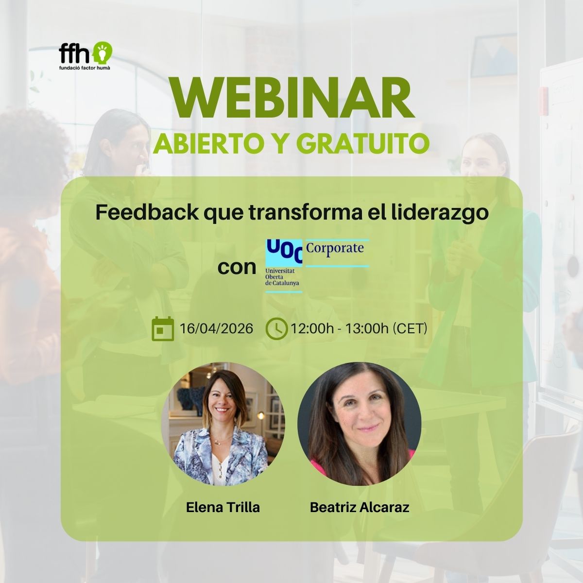 FundFactorHuma's tweet image. 📢Webinar abierto y gratuito: Feedback que transforma el liderazgo

Hablaremos de las claves para impulsar una cultura de #feedback con escucha y liderazgo centrado en las personas

🎤Con Elena Trilla y Beatriz Alcaraz de @UOCcorporate

🔗¡Inscríbete!  👉 f.mtr.cool/dflngdyjef