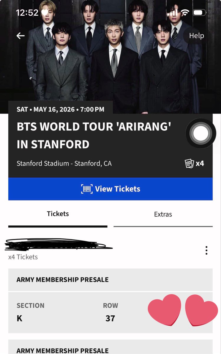 thvtae777's tweet photo. selling one floor ticket for bts 5/16 stanford show!! selling for $675!! willing to facetime and do paypal g&amp;s ! #wts #BTS_ARİRANG #btstickets https://t.co/FcbwI31zKp