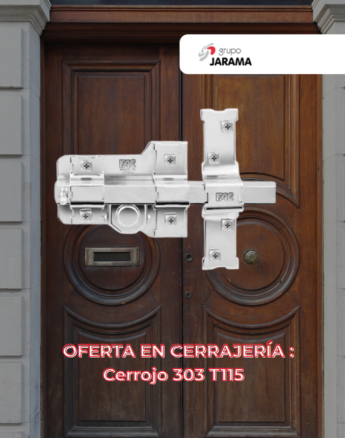 🔐 OFERTA – Cerrojo 303 T115

Si buscas un refuerzo sencillo y eficaz para puertas, ojo a este cerrojo 303 T115. 
Un extra de seguridad que se nota.Además es de los que se instalan rápido.

💥 Oferta en Grupo Jarama tienda.grupo-jarama.com/productos/cerr…

#Cerrajería #SeguridadHogar #Ferretería