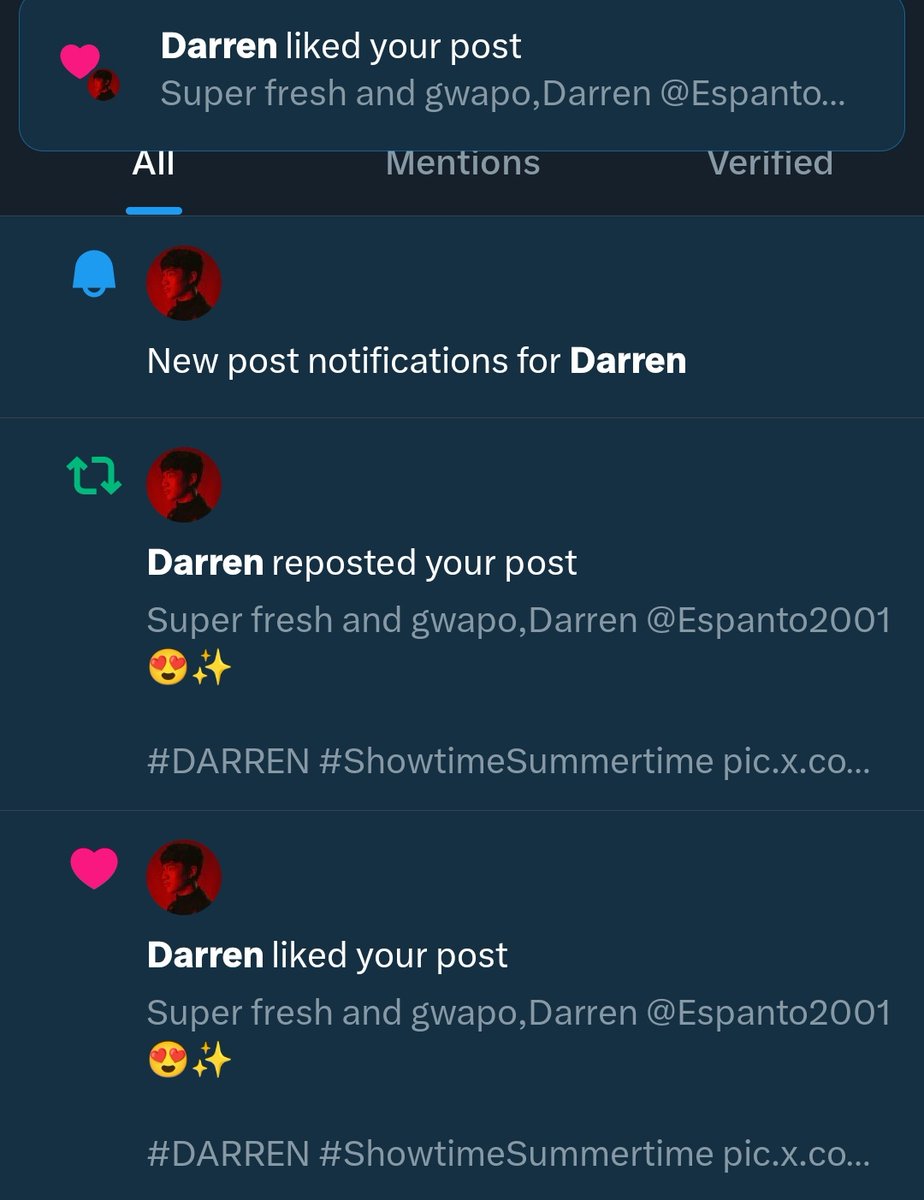 You always make my day🥹🥰 Thank you for today Darren! I LOVE YOU SO MUCH <a href="/Espanto2001/">Darren</a> 😘❤