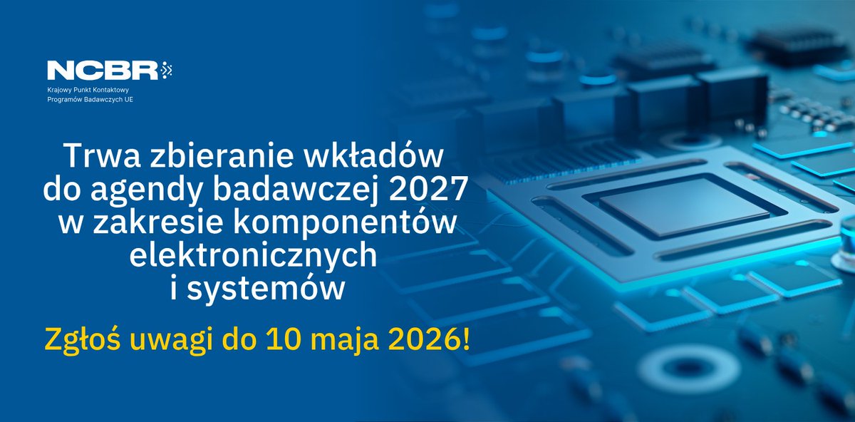 KPK_PL's tweet image. 📣 Weź udział w konsultacjach ECS‑SRIA 2027!

Masz wpływ na przyszłe priorytety badań i innowacji w obszarze komponentów elektronicznych i systemów #ECS.

🔧 #Przemysł, #MŚP, #Nauka – zgłoś swoje uwagi i wkład do agendy badawczej 👉 tiny.pl/3zmh67fkz