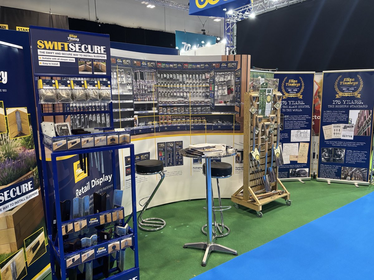 ElizaTinsley's tweet image. Doors are open at NMBS 2026!

The Eliza Tinsley team is at Stand 208-209 celebrating 175 years of heritage and quality. ⛓️🧤

Stop by to talk hardware, fixings, and Greenman Garden Tools with the team!

📍 Coventry Arena 
📅 15th-16th April
#ElizaTinsley #Hardware