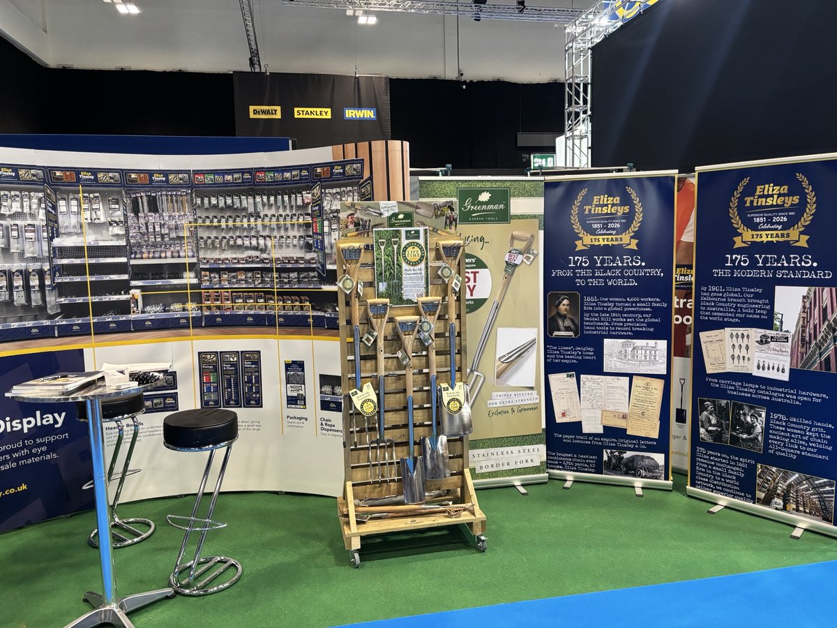 ElizaTinsley's tweet image. Doors are open at NMBS 2026!

The Eliza Tinsley team is at Stand 208-209 celebrating 175 years of heritage and quality. ⛓️🧤

Stop by to talk hardware, fixings, and Greenman Garden Tools with the team!

📍 Coventry Arena 
📅 15th-16th April
#ElizaTinsley #Hardware