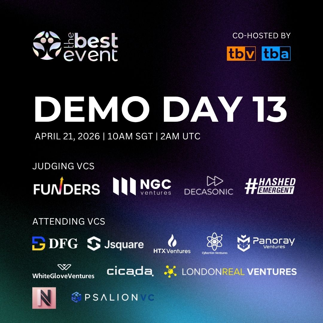 _thebestevent's tweet image. The graveyard of failed startups isn't filled with bad ideas. It's filled with great ones that never got in front of the right people. 👀

That changes at TBV Demo Day 13 🔥

The judging panel is locked in. The VC lineup is stacked. And more investors are still joining!

RSVP