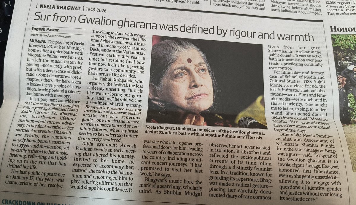 TeestaSetalvad's tweet image. Yesterday a message from @geetaseshu broke this startling news. Today this piece by Yogeshpawar in @htTweets leaves a sad but beautiful tribute. #NeelaBhagwat #RestinPower