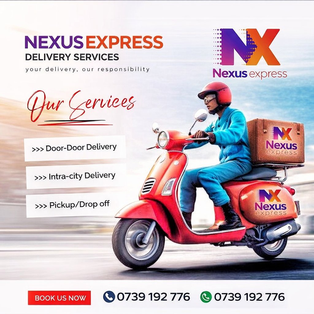 NEXUS_EXPRESSKE's tweet image. Stop stressing about deliveries.
Let Nexus Express handle it — fast, safe, and reliable. 🔥
📞 0739 192 776
#DeliveryMadeEasy #NexusExpress #SpeedAndTrust