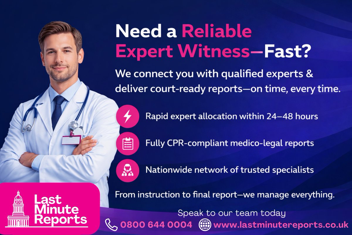 LMReports123's tweet image. ⚖️ Fast. Accurate. Reliable.

We understand that time is critical. That’s why we deliver expert witness reports within just 24–48 hours—without compromising on precision or quality.

#ExpertWitness #LegalSupport #FastTurnaround #ProfessionalServices #AccuracyMatters