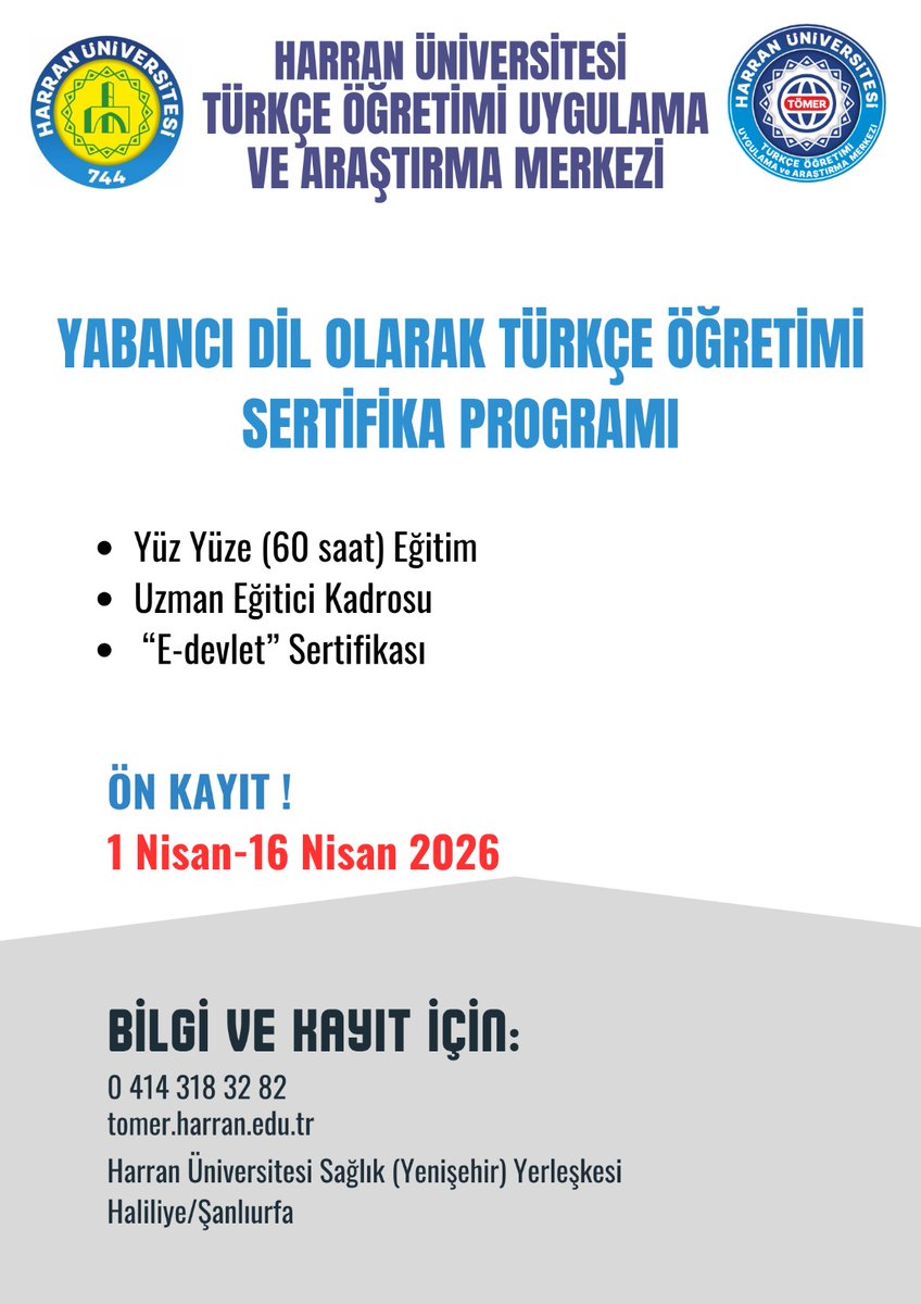 Harran Üniversitesi TÖMER tweet media