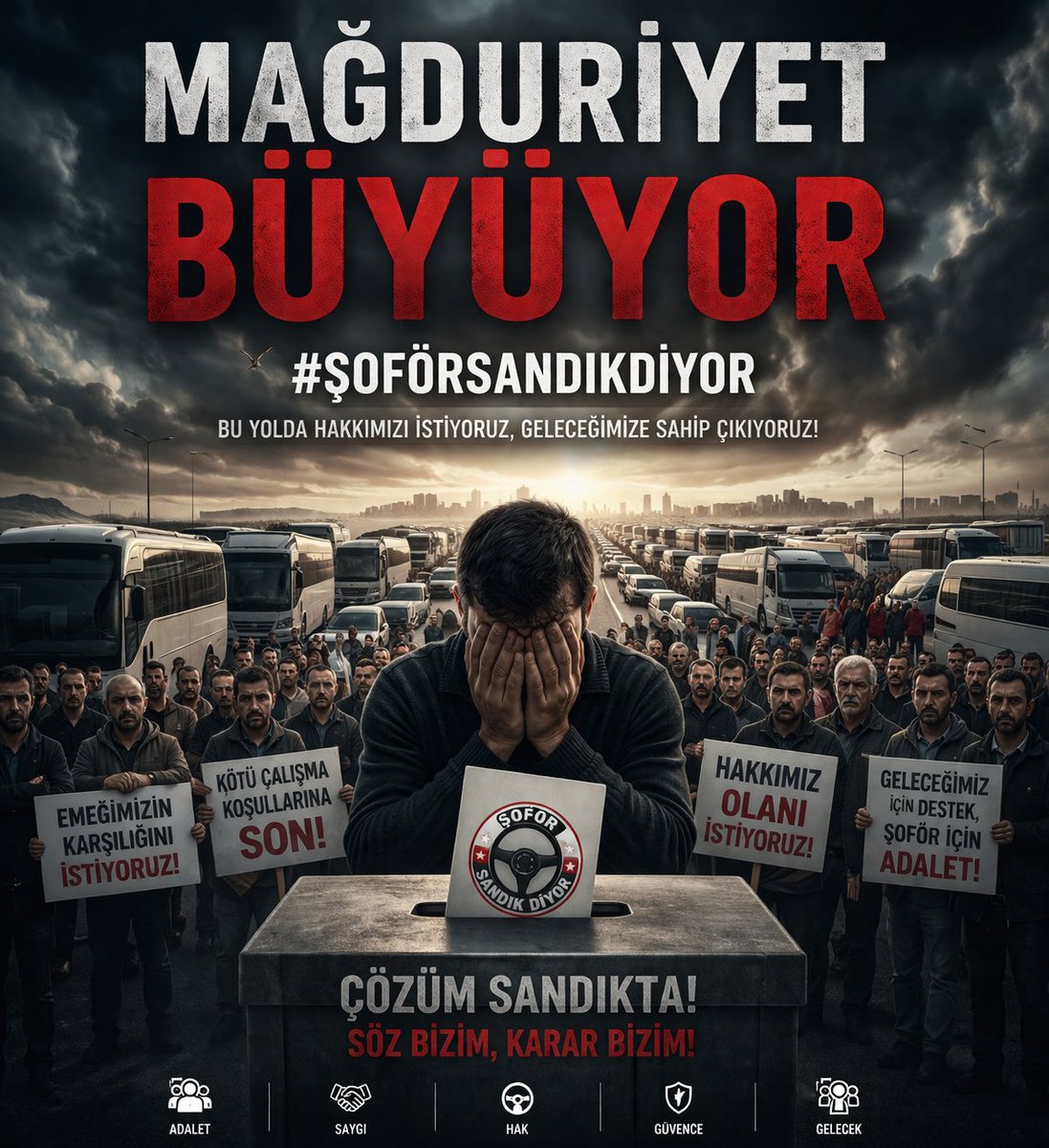 <a href="/ayvaz_ceng42344/">🇹🇷🇹🇷.Cengiz Ayvaz🇹🇷🇹🇷l</a> <a href="/omerrcelik/">Ömer Çelik</a> Mağduriyet Büyüyor
#ŞoförSandıkDiyor
Bizler bu ülkenin emekçisiyiz, direksiyon başında hayatını kazanan insanlarız… Sürücü affı ile emeğimizin karşılığını yeniden almak istiyoruz.