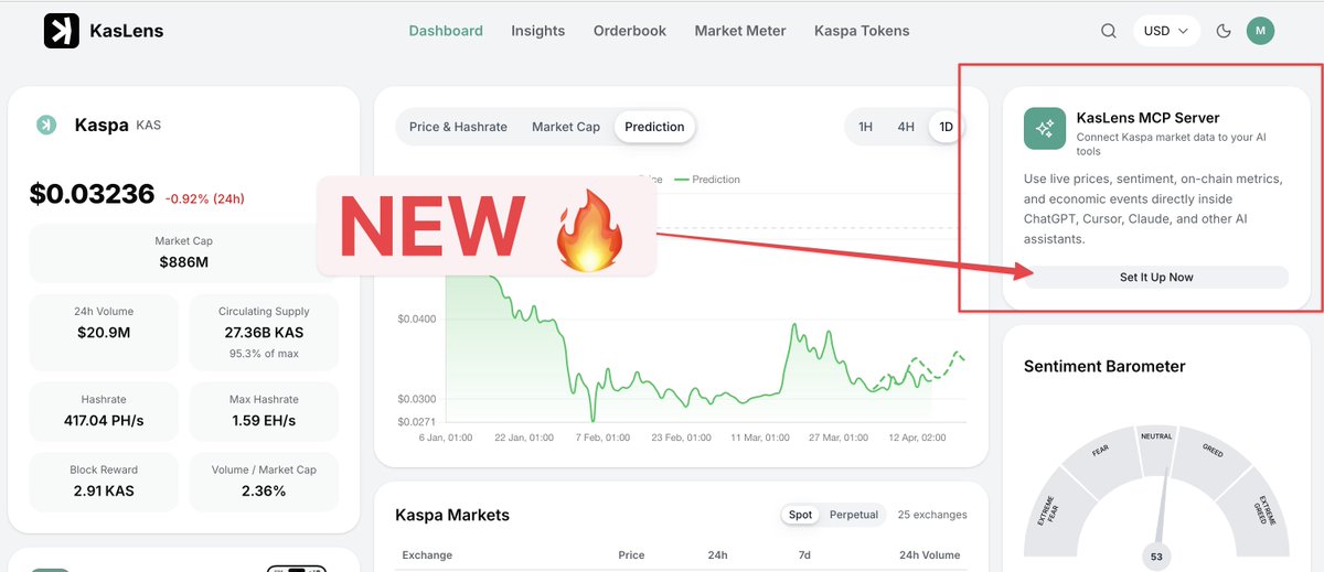 KaspaLens's tweet image. KasLens always cooking for the $KAS Community. The MCP Server works pretty good, having a lot of Data for doing deep analysis at any Agent that supports MCP.

You can even ask/query all the #KRC20 #L2 data : - )