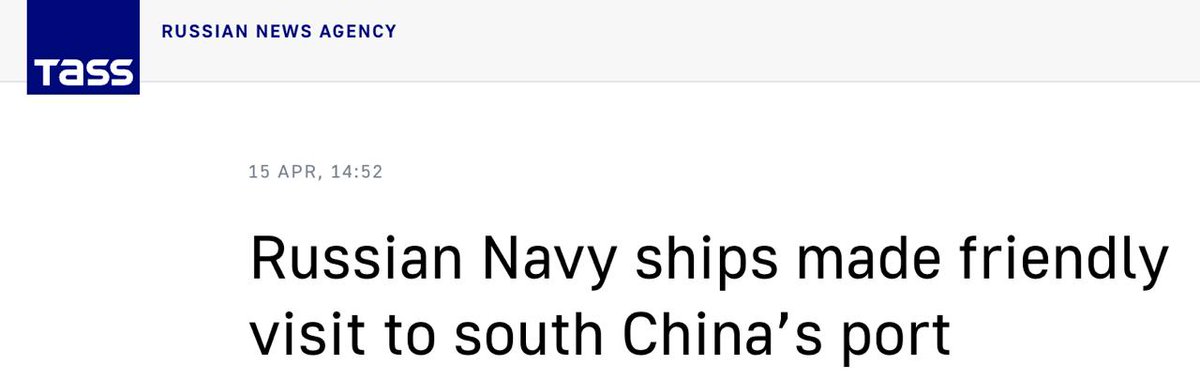 LH_86_'s tweet image. Immédiatement après la visite de Sergueï Lavrov à #Beijing, où il a rencontré son homologue Wang Yi ainsi que Xi Jinping, une flottille de la marine russe composée de deux frégates et d'un navire ravitailleur de taille moyenne est arrivée dans la province du Guangdong, au port