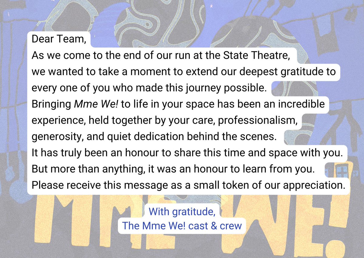 sastatetheatre's tweet photo. Hearts full of gratitude 🤍
Thank you to everyone who journeyed with us through Mme We! — a story of silence, survival &amp; love.

More than a production, it was a shared moment of truth &amp; healing.

✨ Read more: https://t.co/kmwt5eRmea

#MmeWe #Gratitude #TheatreMagic #SAST https://t.co/64Q5buT6P5