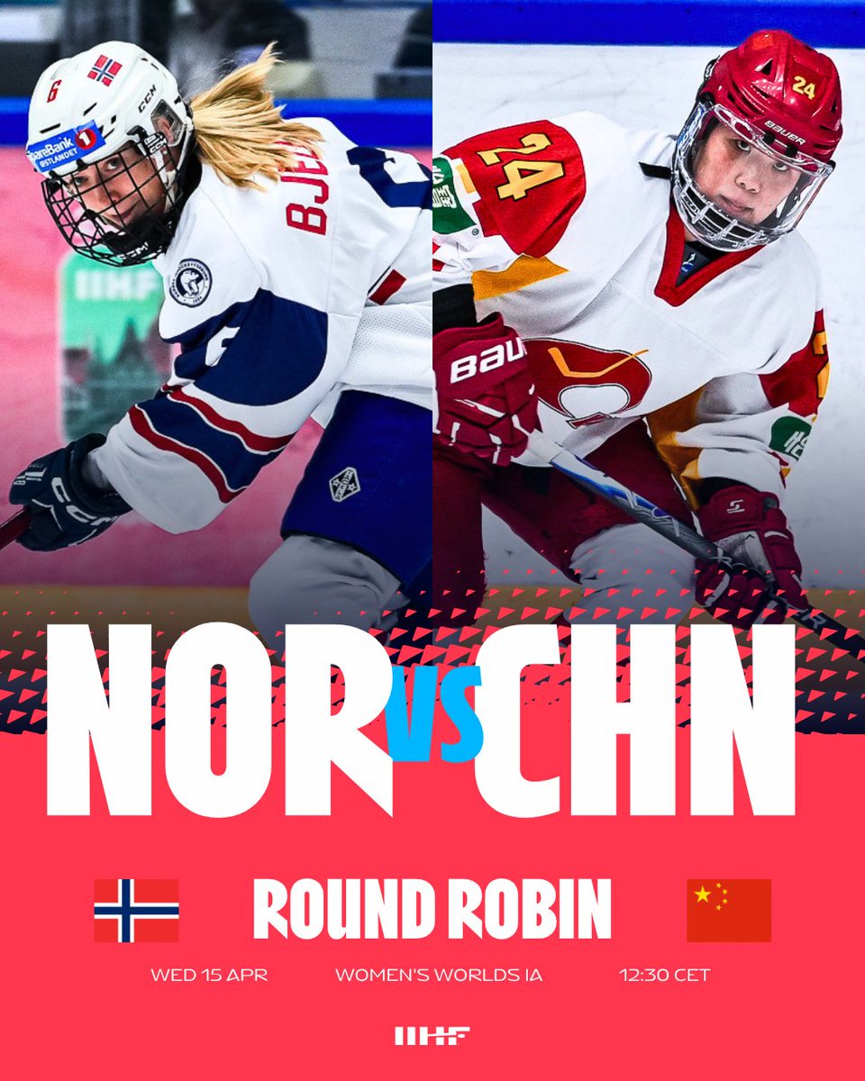 IIHFHockey's tweet image. Kicking off the day with this matchup! 🇳🇴⚔️🇨🇳 #WomensWorlds #IIHF