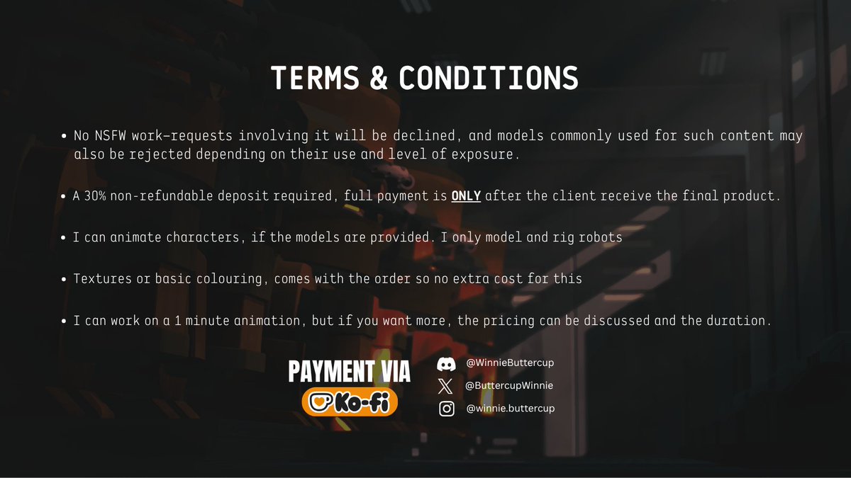 Howdy! I reworked my comm-sheet, and these are the new pricing, kindly read the terms and conditions and ill do my absolute best! #commissions #comissionsopen #blender #3dmodeling  #snootgame #GoodbyeVolcanoHigh

check my free models on my Kofi;
ko-fi.com/winniebuttercup