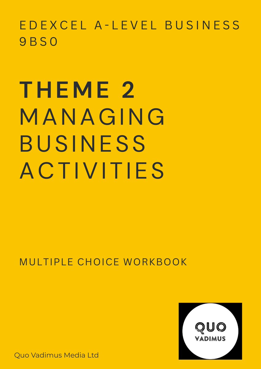 quovadimusmedia's tweet image. Our new downloadable digital workbook for #Edexcel #alevel #business #9BS0 #theme2 is now available for purchase and download, giving 180 multiple-choice questions for Theme 2 - Managing Business Activities: zurl.co/PBGBo