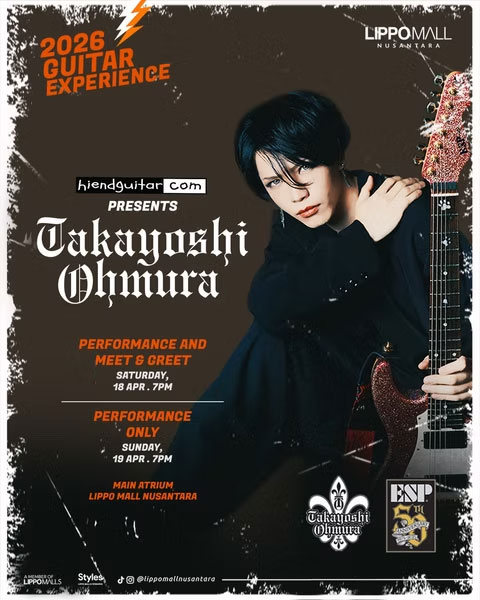【🎶イベント出演情報】

⚡️インドネシアで開催される、🎸2026 GUITAR EXPERIENCEに参加します。

✨2026年4月18日(土) 19時～
👉Performance, Meet &amp; Greet

✨2026年4月19日(日) 19時～
👉Performance only

🏢Lippo Mall Nusantara

詳細はこちら
indoguitarshow.com

#大村孝佳