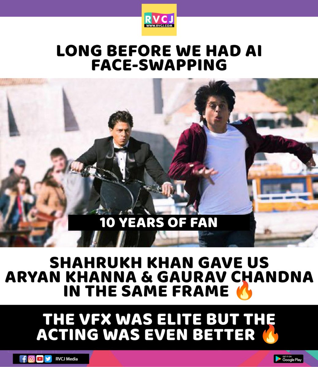 rvcjmovies's tweet image. 10 years of Fan

#fan #shahrukhkhan #Kingkhan #bollywood #bollywoodmovies