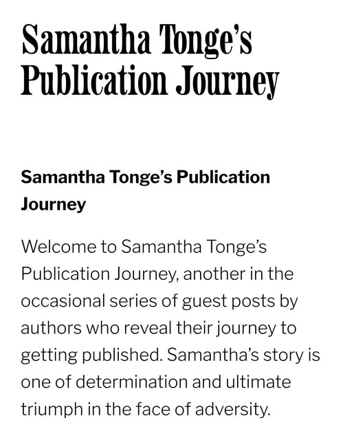SamTongeWriter's tweet image. 📚Huge thanks today to @RachelSargeant3 for inviting me to talk about the journey I've taken to get published📚 

rachelsargeant.co.uk/blog/samantha-…
#booktwitter #writingcommunity