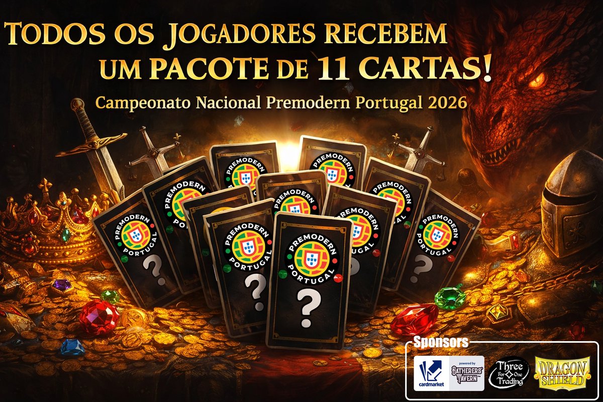 No Campeonato Nacional Premodern Portugal 2026, todos os jogadores irão receber um conjunto especial de 11 cartas. Uma oferta pensada como recordação deste encontro único e daquilo que o Premodern Portugal representa.

#premodern #mtg #wotc