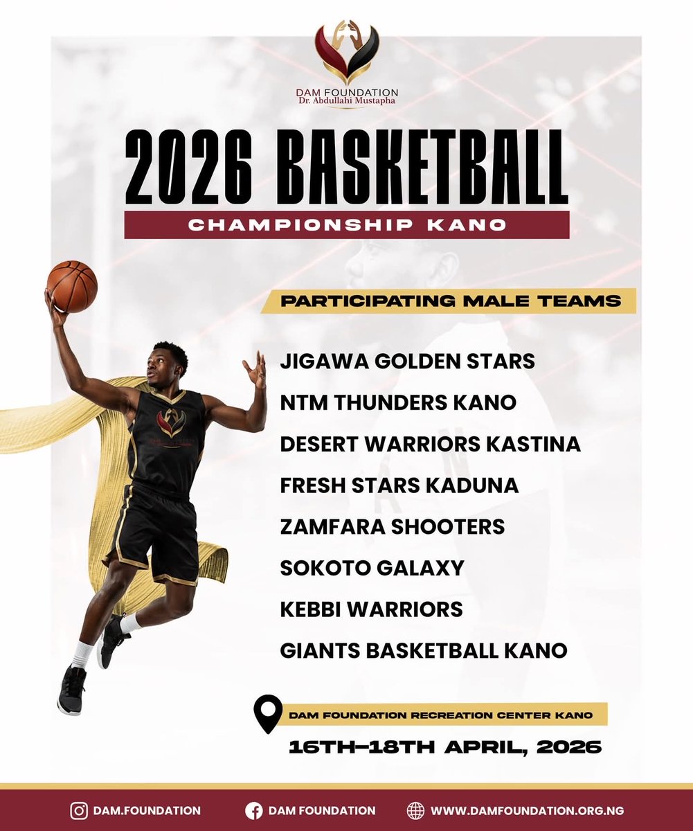 ZenithBijimi's tweet photo. The stage is set
The battle begins 
We proudly unveil the male teams ready to light up DAM Foundation Kano!
Who’s taking the crown? 
#DAMbasketball #DAMFoundation #DamFoundationKano #damfoundationbasketball 
#DAMbasketballcompanionship https://t.co/os2D2GEKPA