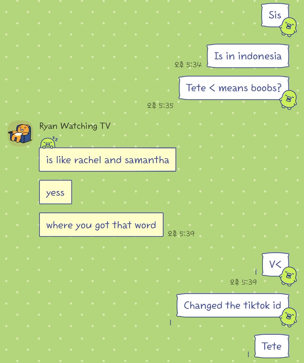 어떡해…
태형이 새로 바꾼 틱톡 아이디 tete가 인도네시아어로
>>가슴<< 이라는 뜻이래….. ;-;
그래서 인도네시아 아미들이 틱톡에서 태형이를 검색하지 못하나봐
황당.