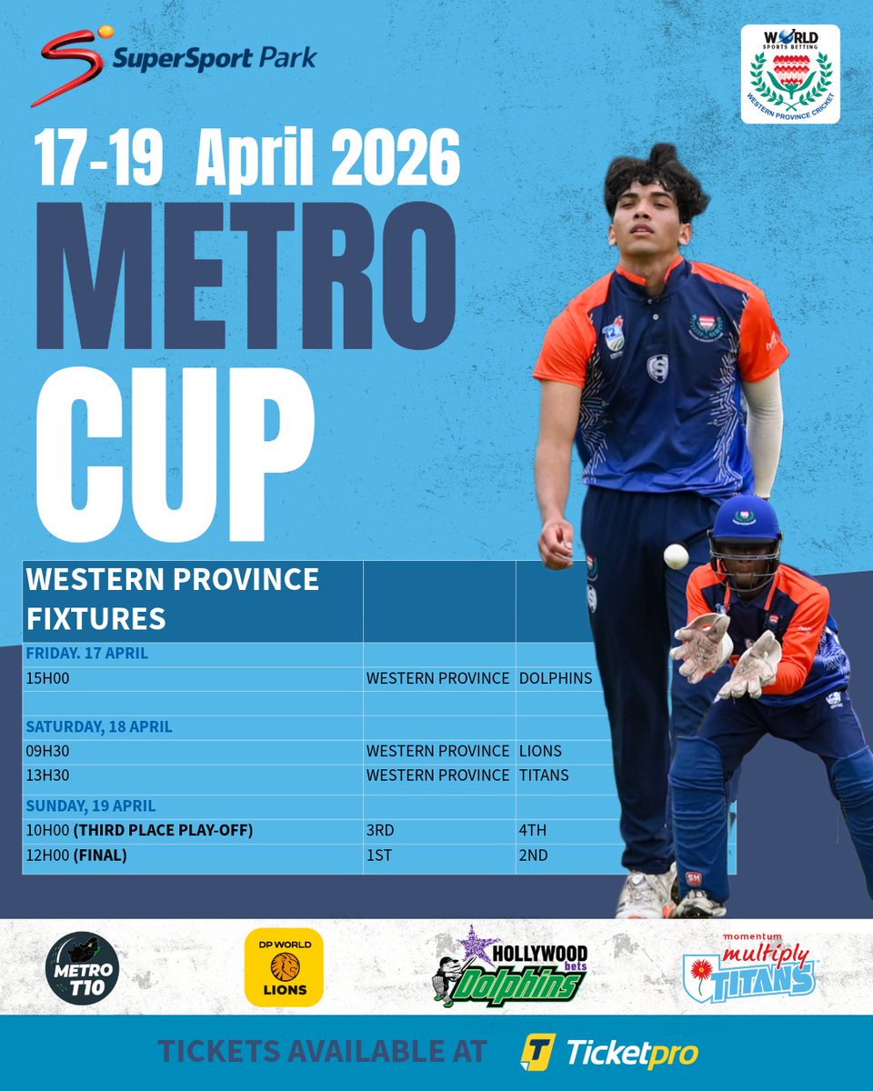 WP_Cobras's tweet photo. The Boys In Blue Metro Cup fixtures!!🏏 

#WesternProvince #WPCricket #BoysInBlue💙 #WSBWP🧡#WSBNewlands #MetroCup https://t.co/UYnQUkNfjC