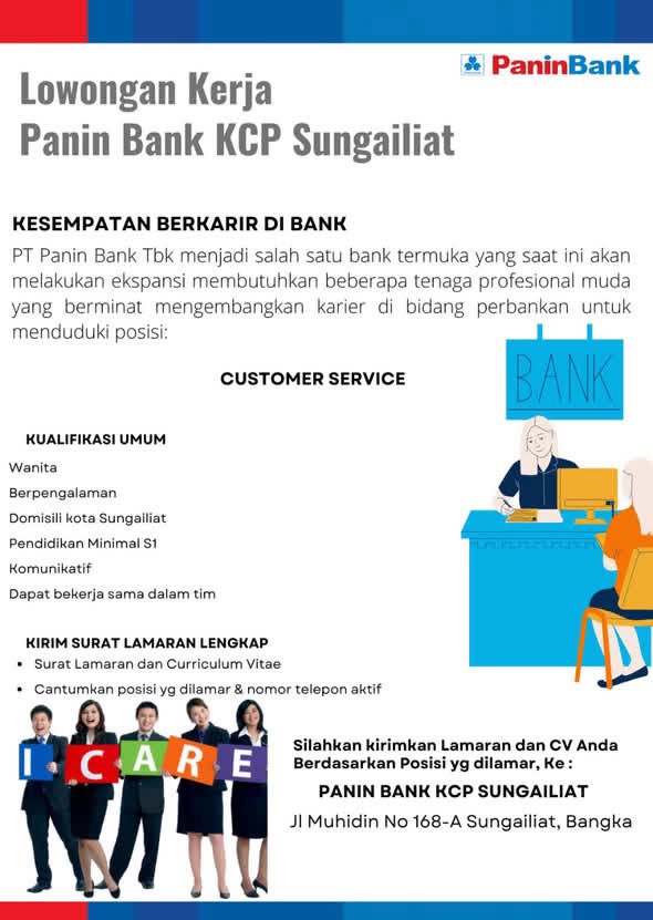 disnaker_babel's tweet photo. info Loker PANIN BANK KCP Sungailiat-Bangka

untuk posisi CUSTOMER SERVICE.

https://t.co/5PMdVnlKwo

#disnakerbabel https://t.co/PTBdRD2exr