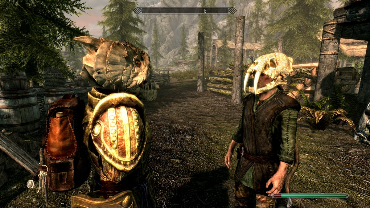 5izumaru's tweet image. #スカイリム　オレイン・ベアクローの兜、前作でダンマーからもらってたからそういうもんなんだろうと思ってたら、オレインベアクローってウッドエルフの英雄なんか。
んでもファエンダルだと適正ないんだよな～。　#SKYRIM