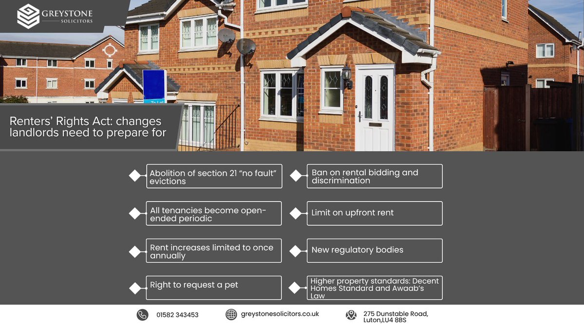 GreystoneSols's tweet image. Big changes coming to England’s rental sector.

The Renters’ Rights Act will end Section 21 evictions, boost tenant protections, and add new landlord obligations.

Rolling out from 1 May 2026. Prepare early to stay compliant.

#RentersRightsAct #UKProperty