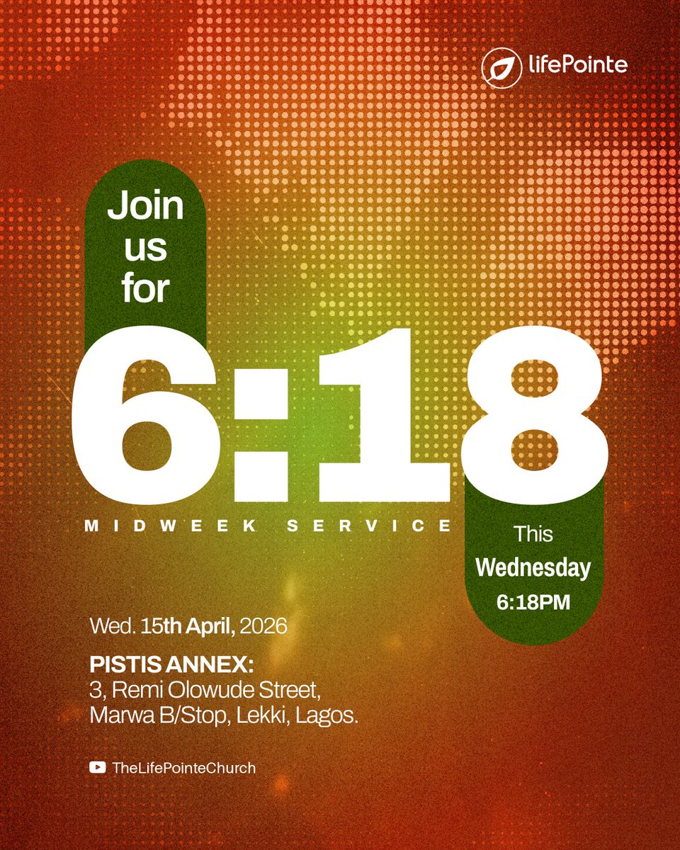 LifePointeNG's tweet photo. Pause. Reflect. Ask: What in my life needs rebuilding?

Join us as we continue “Rebuild: Creating New Possibilities.”

See you this evening at 6:18! 💚

#LifePointeNG https://t.co/quzwnEz8bP