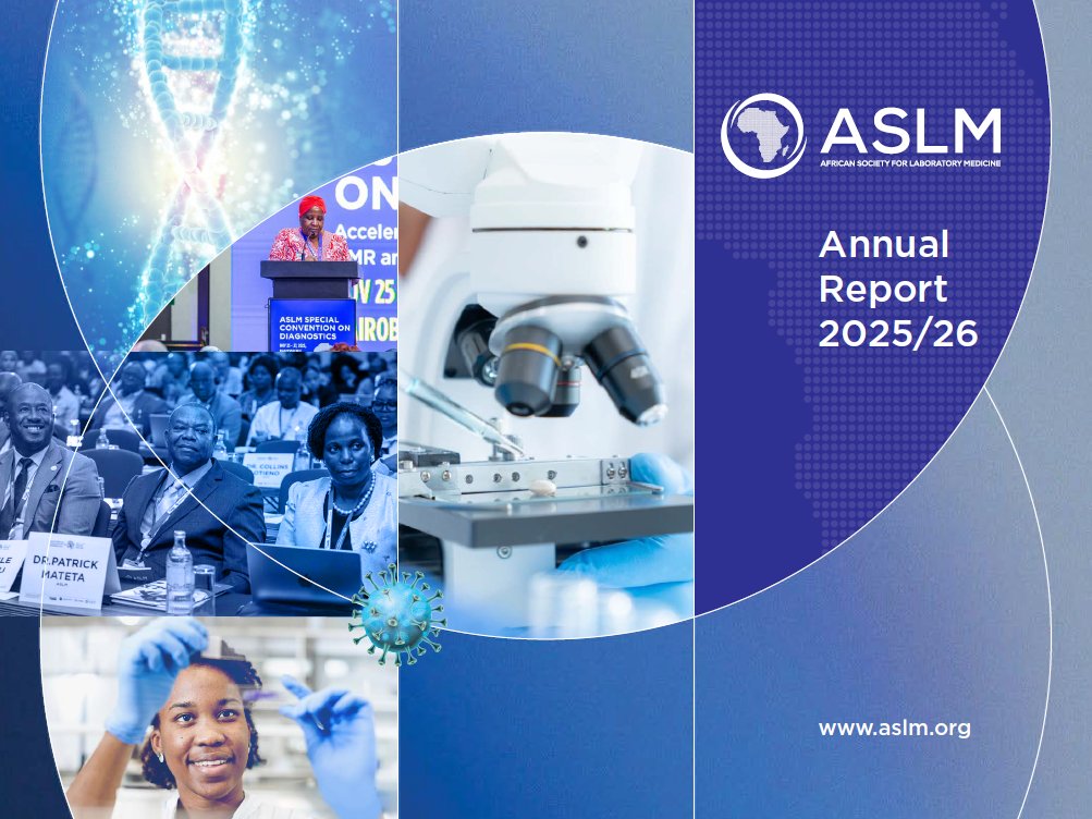ASLM_News's tweet photo. We are proud to unveil the ASLM Annual Report 2025/2026, capturing a transformative year of advancing laboratory medicine, strengthening health systems, and driving impactful partnerships across Africa.

This landmark publication reflects our collective progress, from expanding diagnostic capacity and strengthening workforce expertise to advancing innovation and supporting resilient laboratory systems across the continent.

It also highlights key milestones shaping Africa’s diagnostic landscape, including advancements in genomic surveillance, the development of future diagnostic leaders, and partnerships driving sustainable impact.

👉 Explore the full report here: https://t.co/pKwNYYMYOb

#ASLM #AnnualReport #HealthSystems #Diagnostics #HealthSecurity  #GlobalHealth